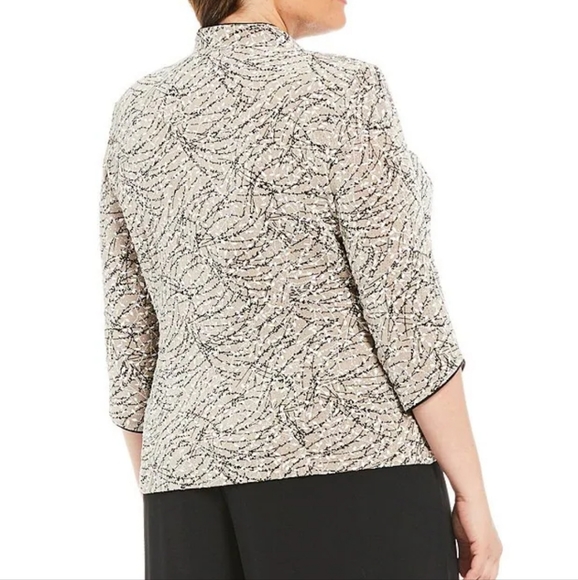 Alex Evenings Plus Size 3/4 Sleeve Printed Twinset - Picture 2 of 14